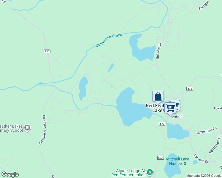 map of restaurants, bars, coffee shops, grocery stores, and more near 63 Whirlwind Lane in Red Feather Lakes