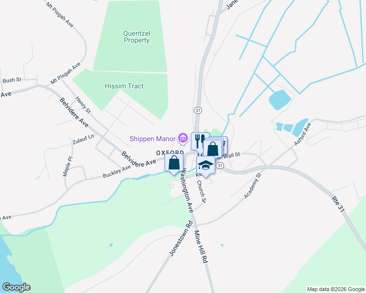 map of restaurants, bars, coffee shops, grocery stores, and more near 8 Belvidere Avenue in Oxford