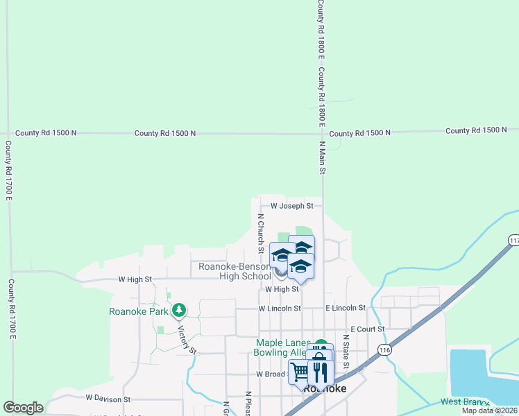map of restaurants, bars, coffee shops, grocery stores, and more near 1110 N Church St in Roanoke