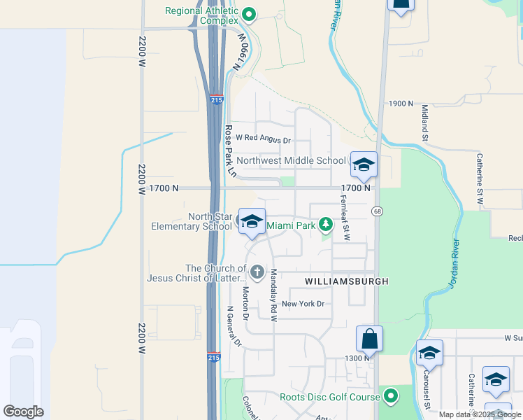 map of restaurants, bars, coffee shops, grocery stores, and more near 1637 Mandalay Road West in Salt Lake City