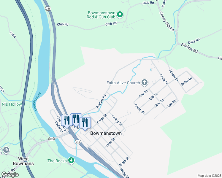 map of restaurants, bars, coffee shops, grocery stores, and more near 519 Fireline Road in Palmerton
