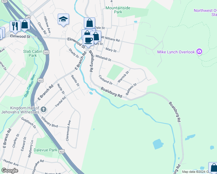 map of restaurants, bars, coffee shops, grocery stores, and more near 1100 Cortland Drive in Lemont