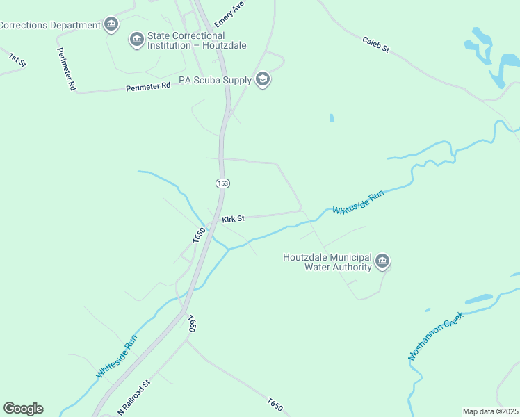 map of restaurants, bars, coffee shops, grocery stores, and more near 165 Kirk Street in Houtzdale