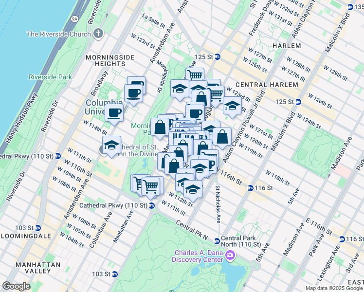 map of restaurants, bars, coffee shops, grocery stores, and more near in New York