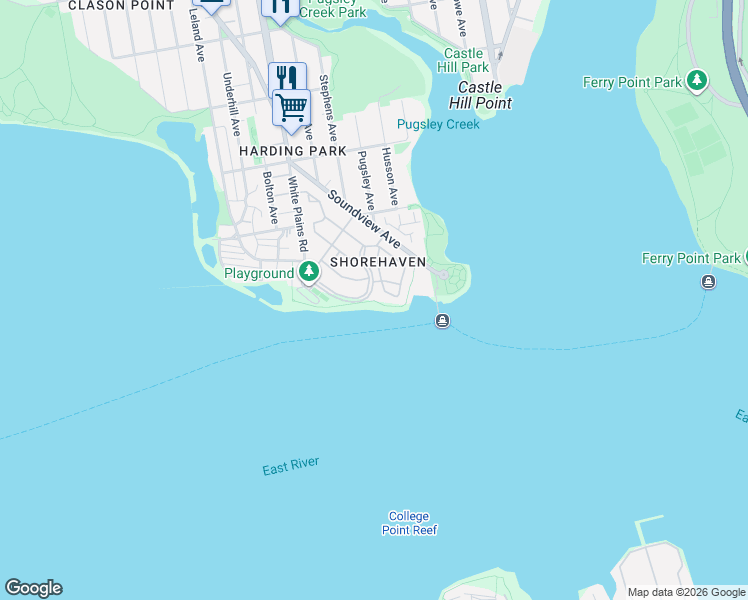 map of restaurants, bars, coffee shops, grocery stores, and more near 227 Surf Drive in The Bronx