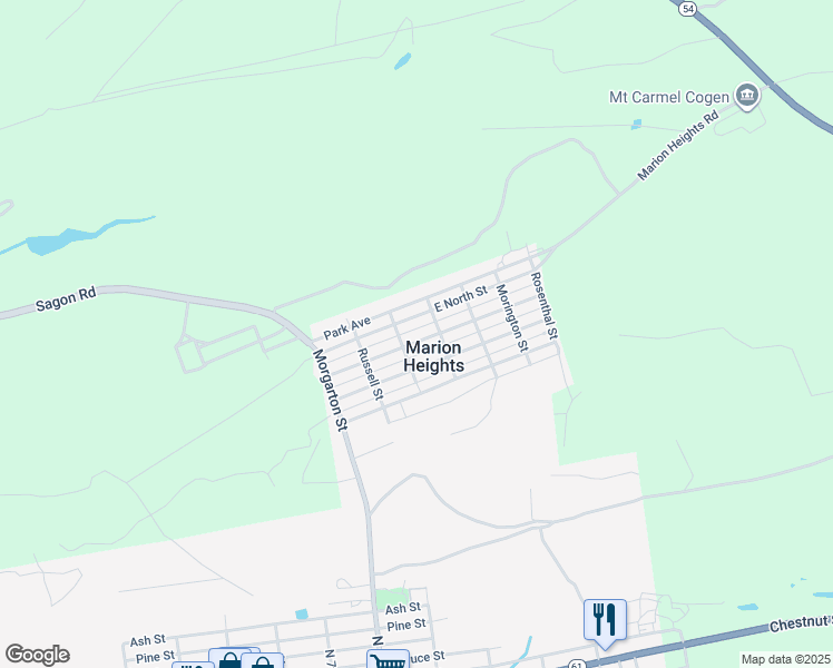 map of restaurants, bars, coffee shops, grocery stores, and more near in Marion Heights