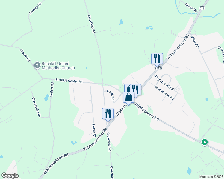 map of restaurants, bars, coffee shops, grocery stores, and more near 1337 Bushkill Center Road in Wind Gap