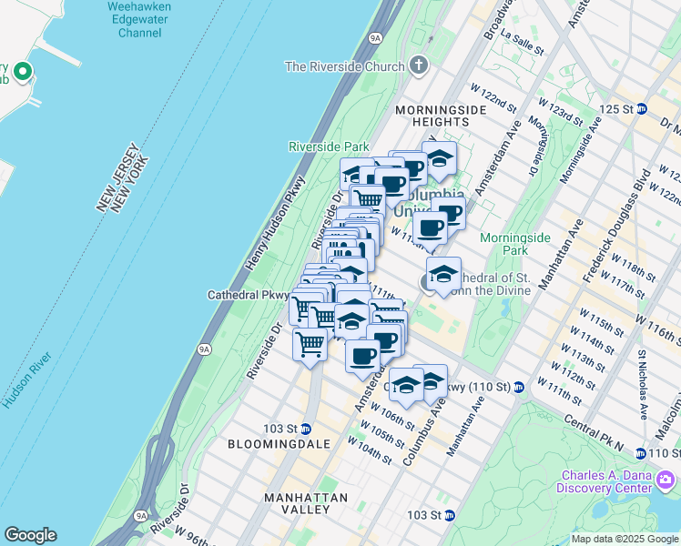 map of restaurants, bars, coffee shops, grocery stores, and more near in New York