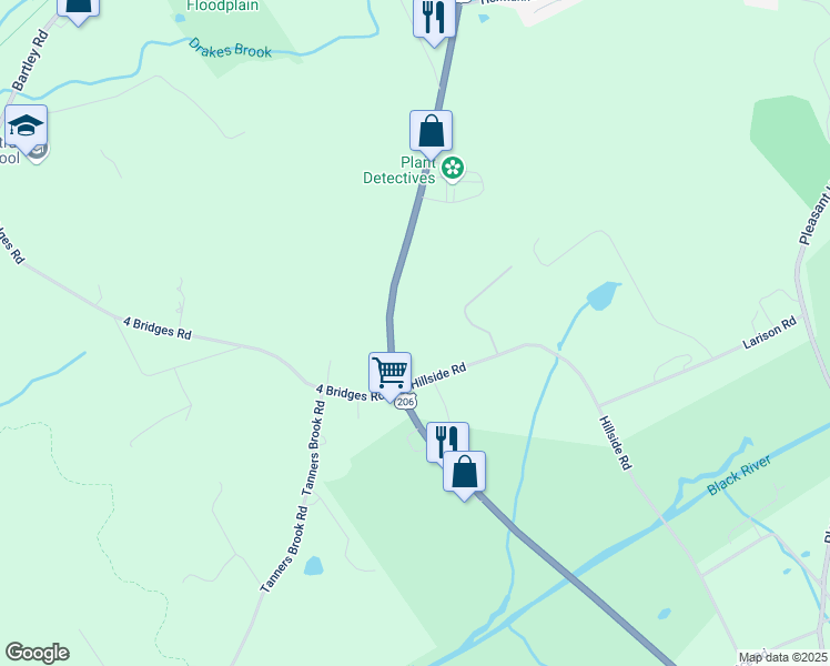 map of restaurants, bars, coffee shops, grocery stores, and more near 115 U.S. 206 in Chester