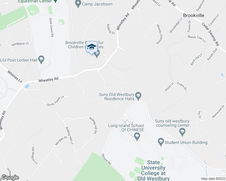 map of restaurants, bars, coffee shops, grocery stores, and more near 30 Valley Road in Old Westbury