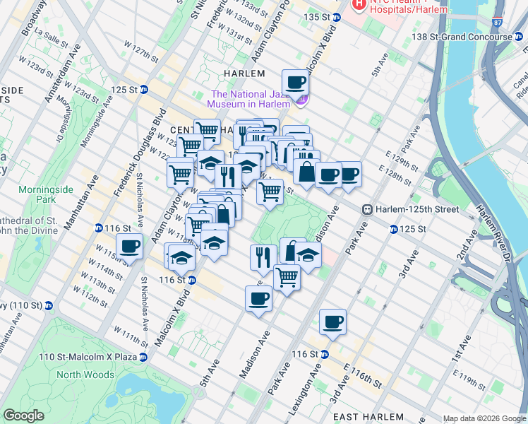 map of restaurants, bars, coffee shops, grocery stores, and more near in New York