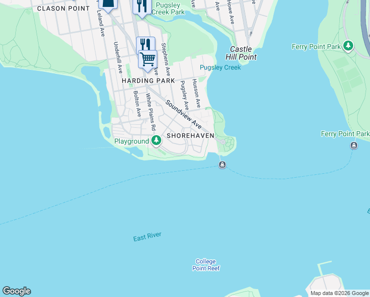 map of restaurants, bars, coffee shops, grocery stores, and more near 191 Surf Drive in Bronx