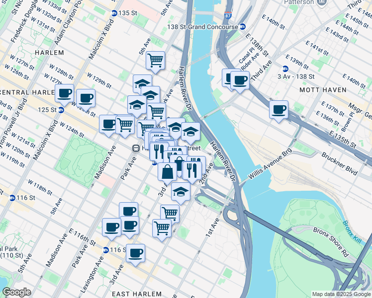 map of restaurants, bars, coffee shops, grocery stores, and more near 4697 3rd Avenue in New York
