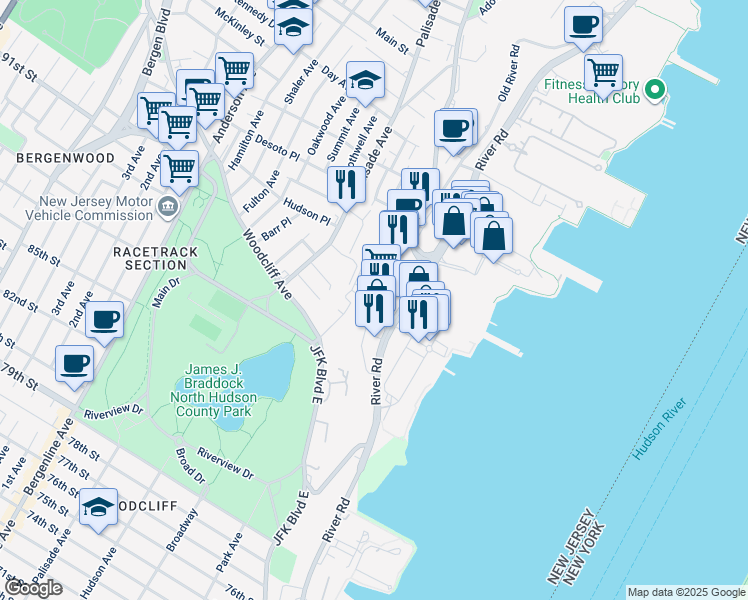 map of restaurants, bars, coffee shops, grocery stores, and more near in 