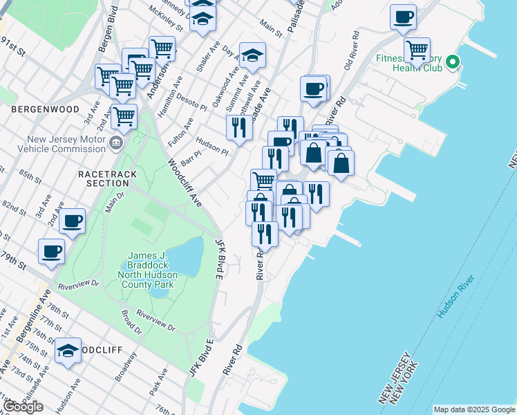 map of restaurants, bars, coffee shops, grocery stores, and more near in 
