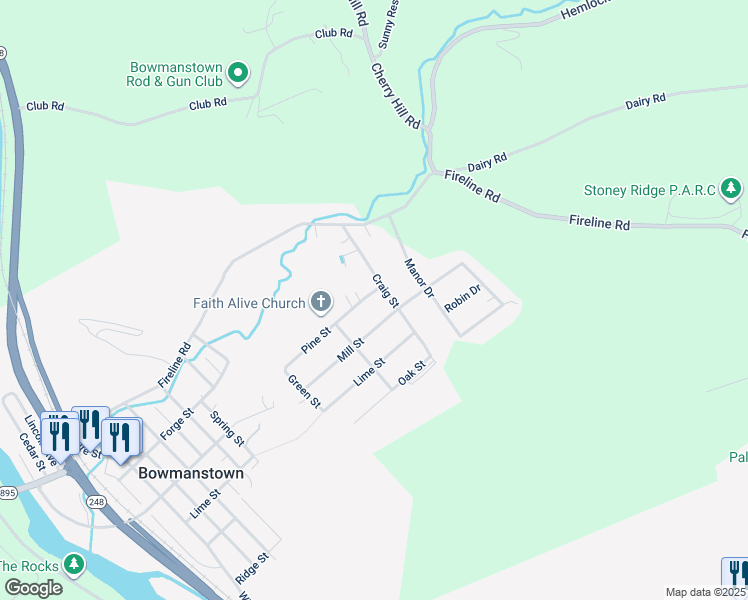 map of restaurants, bars, coffee shops, grocery stores, and more near 755 Pine Street in Palmerton
