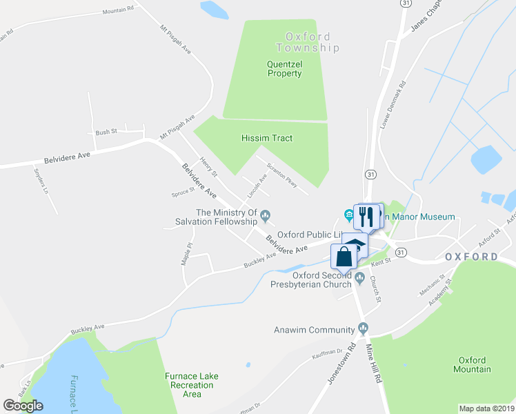 map of restaurants, bars, coffee shops, grocery stores, and more near 81 Henry Street in Oxford Township