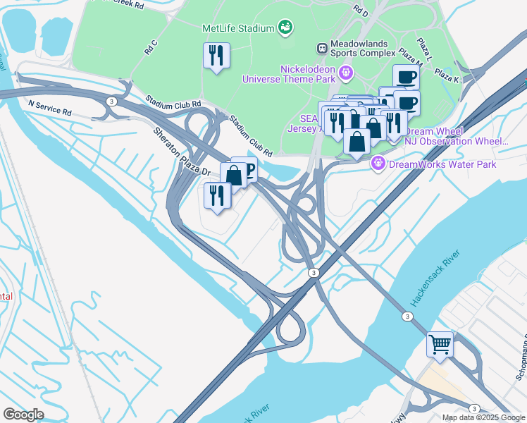 map of restaurants, bars, coffee shops, grocery stores, and more near 349 State Rt 17 in East Rutherford