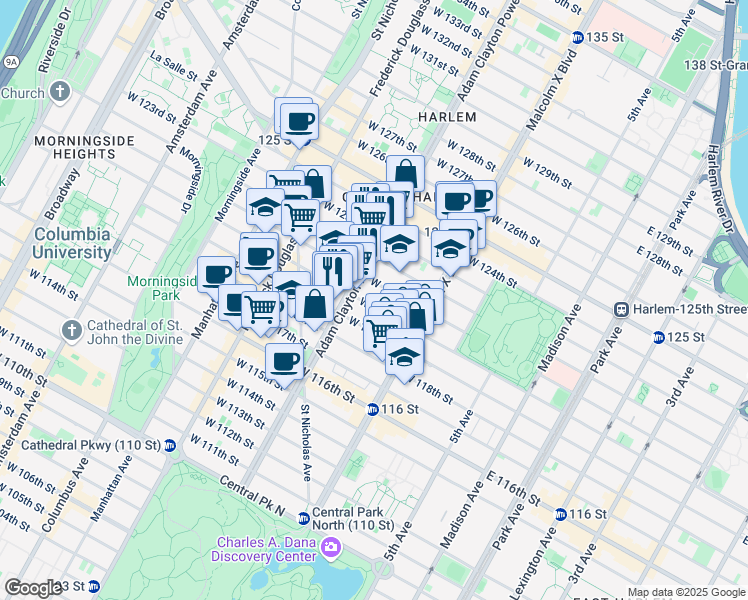 map of restaurants, bars, coffee shops, grocery stores, and more near in New York