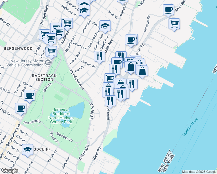 map of restaurants, bars, coffee shops, grocery stores, and more near in 