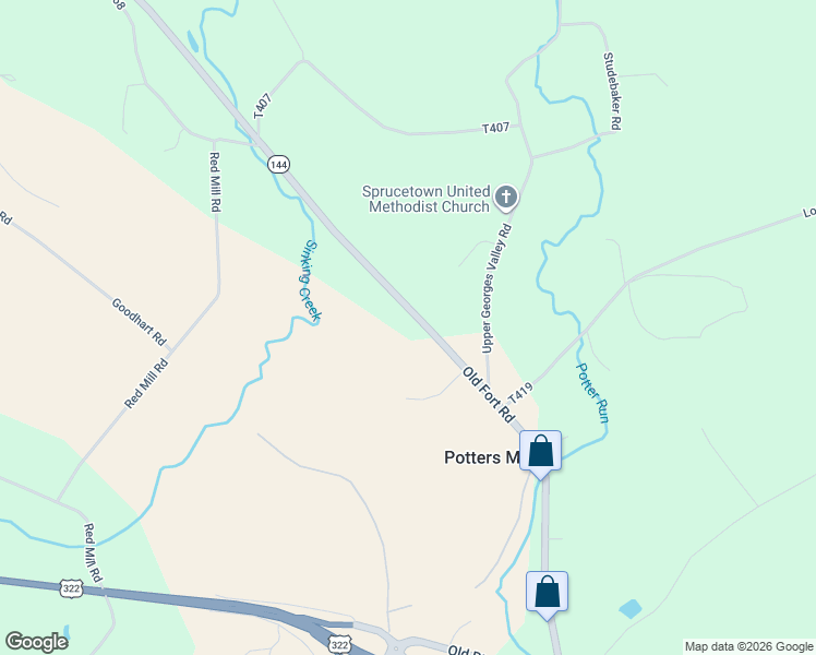 map of restaurants, bars, coffee shops, grocery stores, and more near 305 Old Fort Road in Spring Mills