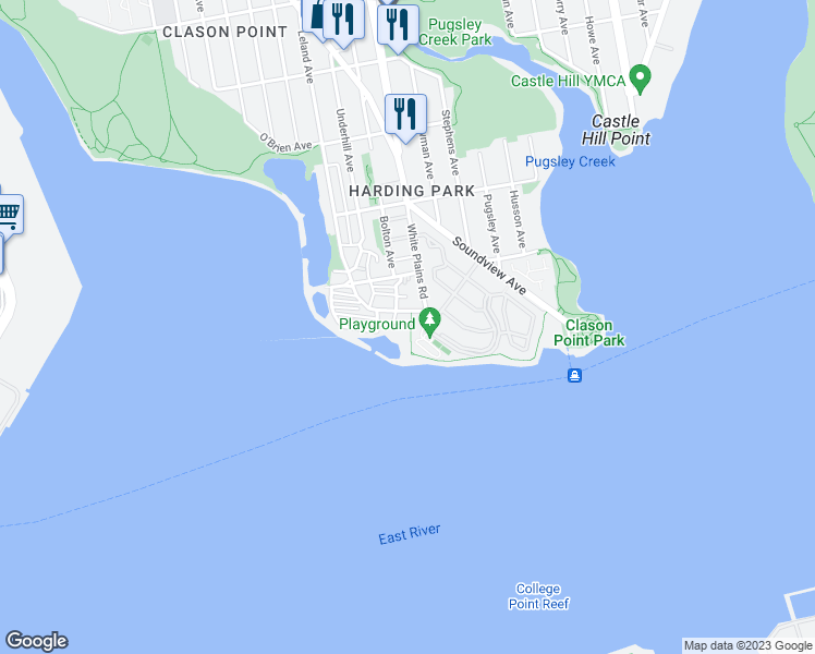map of restaurants, bars, coffee shops, grocery stores, and more near 423 Harding Park in Bronx