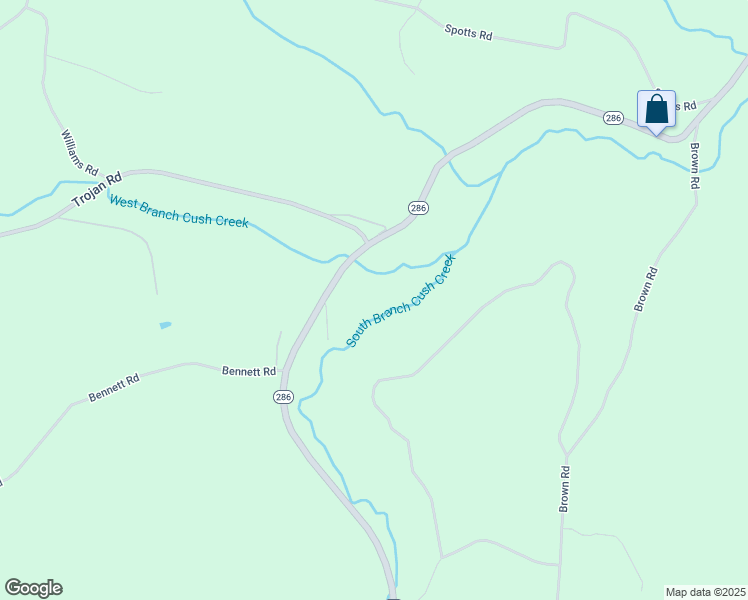 map of restaurants, bars, coffee shops, grocery stores, and more near 23677 Route 286 Highway East in Glen Campbell