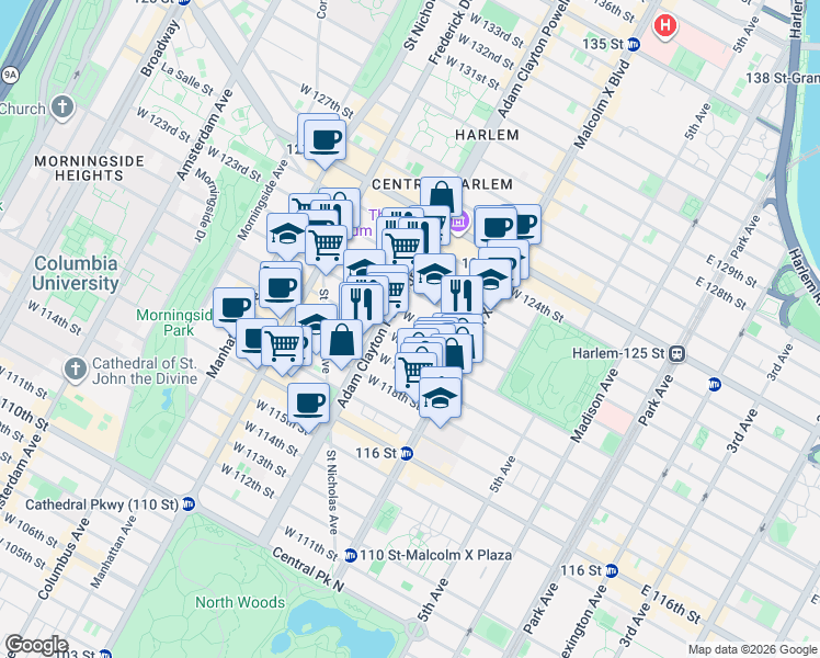 map of restaurants, bars, coffee shops, grocery stores, and more near in New York