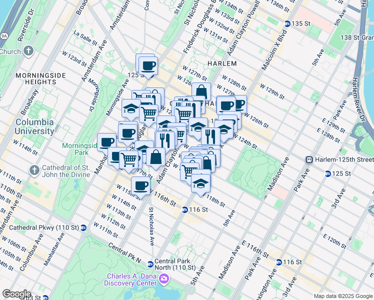 map of restaurants, bars, coffee shops, grocery stores, and more near in New York