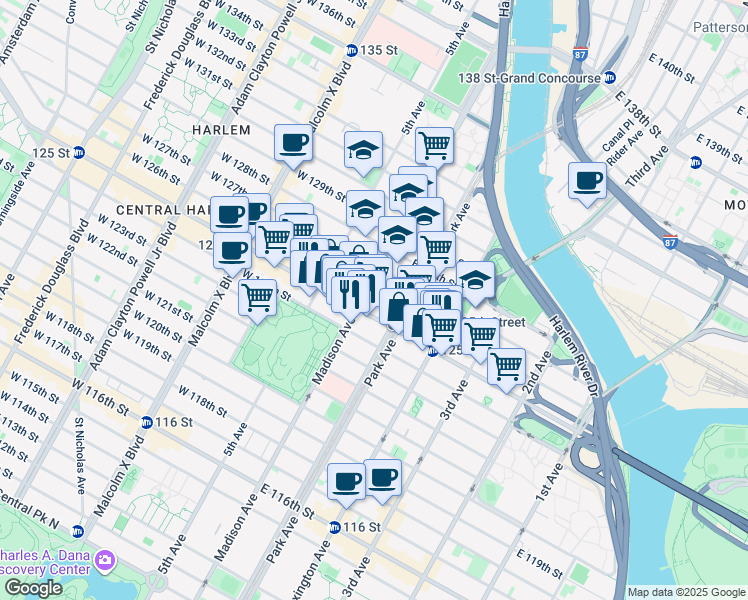 map of restaurants, bars, coffee shops, grocery stores, and more near in 