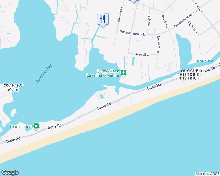 map of restaurants, bars, coffee shops, grocery stores, and more near 107 Watersedge Drive in Westhampton Beach