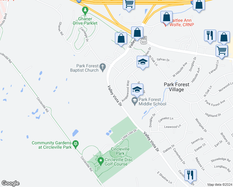 map of restaurants, bars, coffee shops, grocery stores, and more near 863 Galen Drive in State College