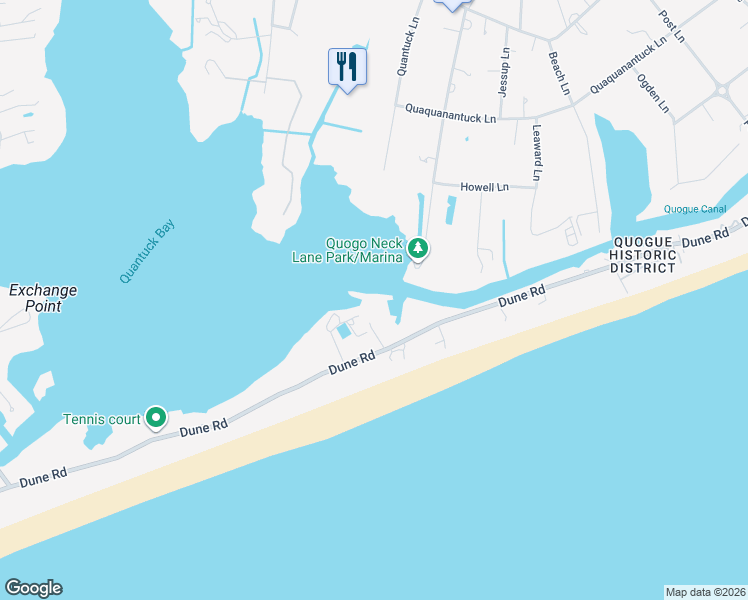map of restaurants, bars, coffee shops, grocery stores, and more near 107 Watersedge Drive in Westhampton Beach