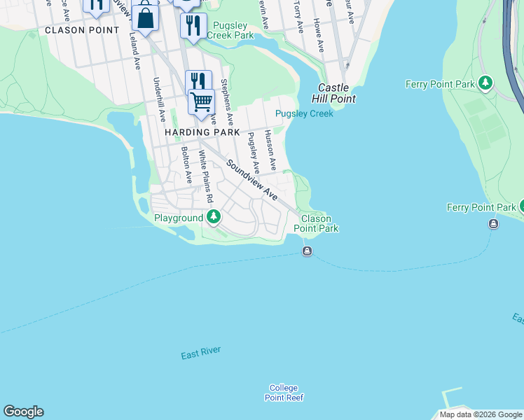 map of restaurants, bars, coffee shops, grocery stores, and more near in The Bronx