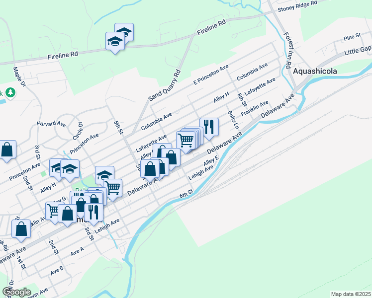 map of restaurants, bars, coffee shops, grocery stores, and more near 626 Franklin Avenue in Palmerton