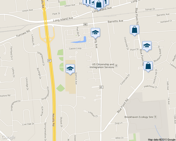 map of restaurants, bars, coffee shops, grocery stores, and more near 75 Storm Dr in Holtsville