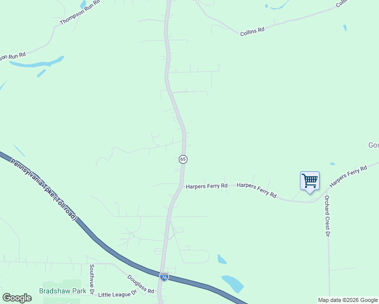 map of restaurants, bars, coffee shops, grocery stores, and more near 1032 Mercer Road in Beaver Falls