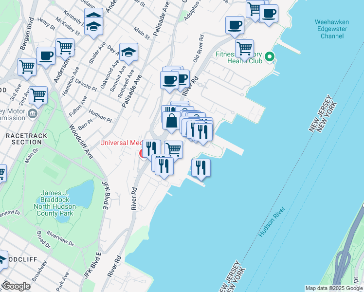 map of restaurants, bars, coffee shops, grocery stores, and more near 5405 City Place in Edgewater