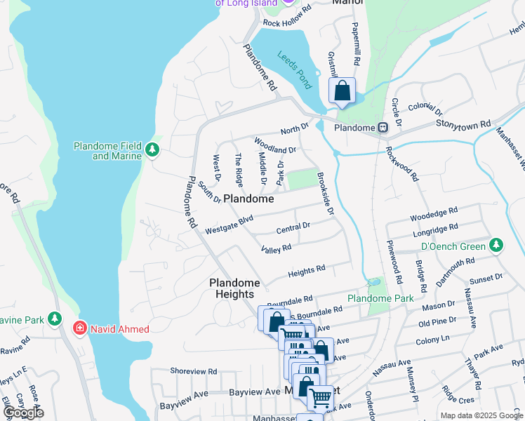 map of restaurants, bars, coffee shops, grocery stores, and more near 37 Westgate Boulevard in Plandome