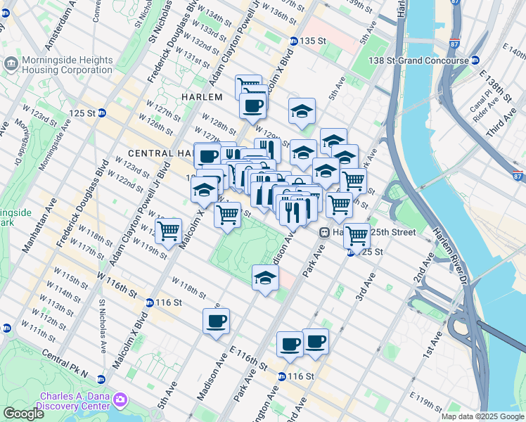 map of restaurants, bars, coffee shops, grocery stores, and more near in New York