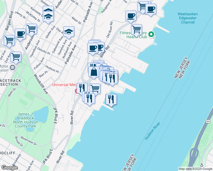 map of restaurants, bars, coffee shops, grocery stores, and more near 5405 City Place in Edgewater