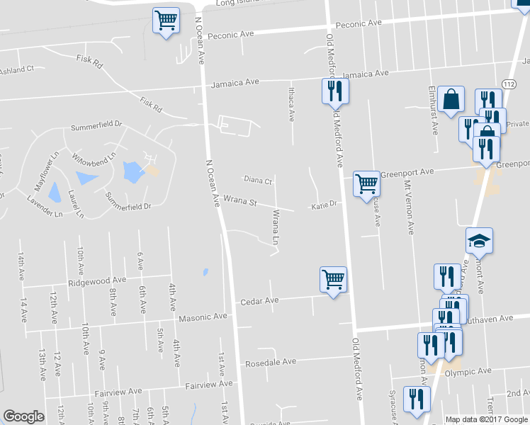 map of restaurants, bars, coffee shops, grocery stores, and more near 18 Wrana Street in Medford