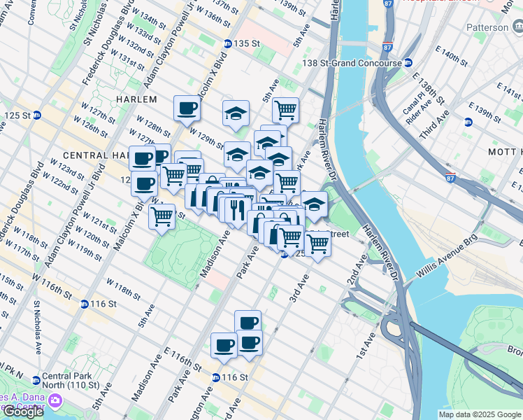 map of restaurants, bars, coffee shops, grocery stores, and more near in 