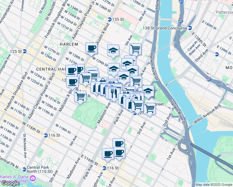 map of restaurants, bars, coffee shops, grocery stores, and more near in 