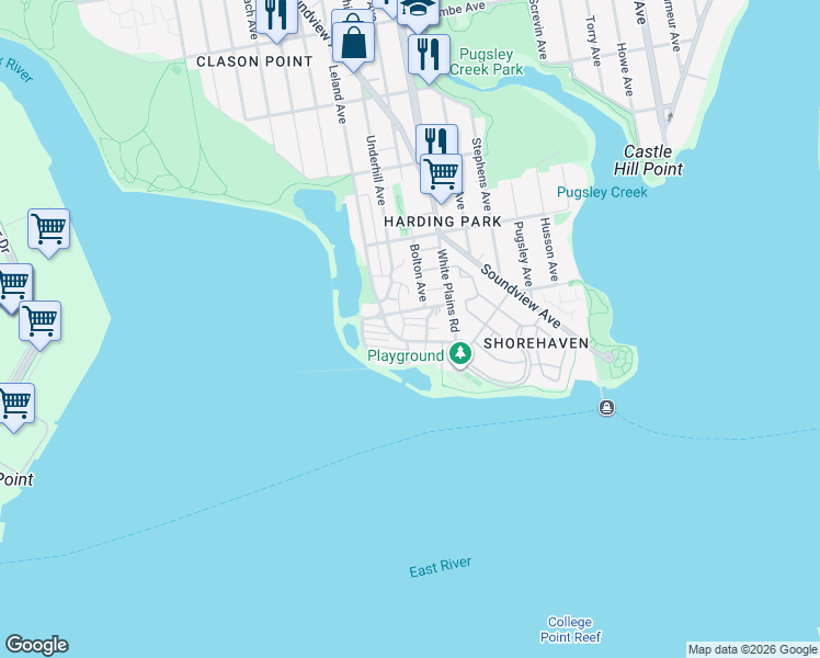 map of restaurants, bars, coffee shops, grocery stores, and more near 411 Harding Park in Bronx