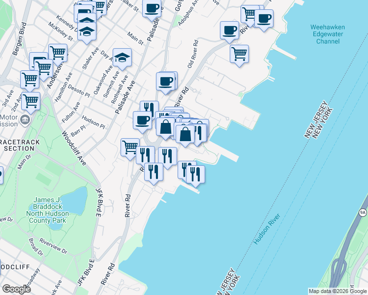 map of restaurants, bars, coffee shops, grocery stores, and more near 5405 City Place in Edgewater