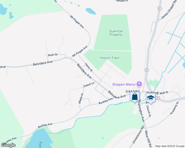 map of restaurants, bars, coffee shops, grocery stores, and more near 131 Belvidere Avenue in Oxford