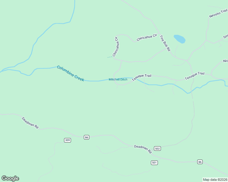 map of restaurants, bars, coffee shops, grocery stores, and more near 27 Tewa Court in Red Feather Lakes