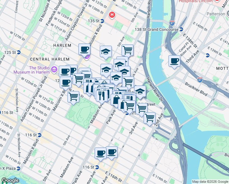 map of restaurants, bars, coffee shops, grocery stores, and more near in 