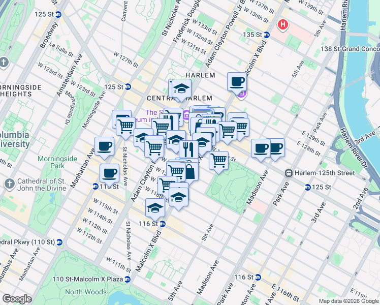 map of restaurants, bars, coffee shops, grocery stores, and more near in New York